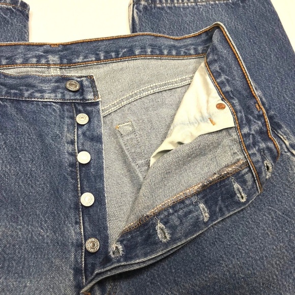 SOLD Levi's 501 Red Tab Button Fly Blue Jeans - Picture 5 of 8